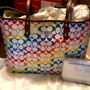 NWT Coach RainbowTote includes new matching wallet